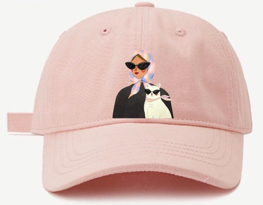 cat mom hat embroidered cotton baseball cap washed twill fabric dad hat