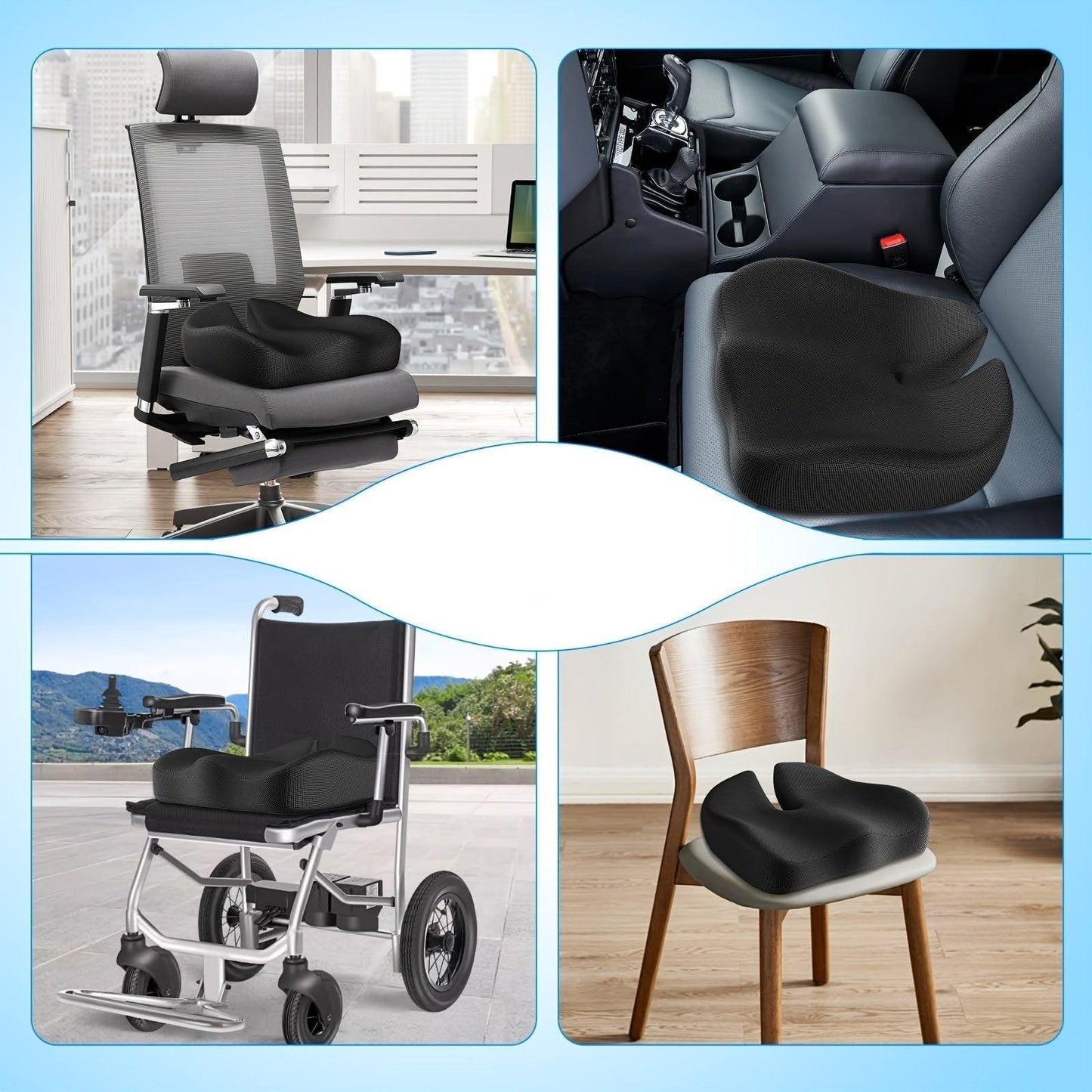 Memory Foam Seat Cushion for Office Chair and Back Support