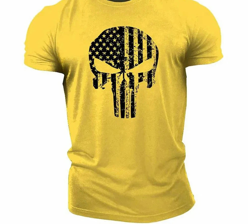 edgy black casual clothing choice showcasing a high quality flag skull tee