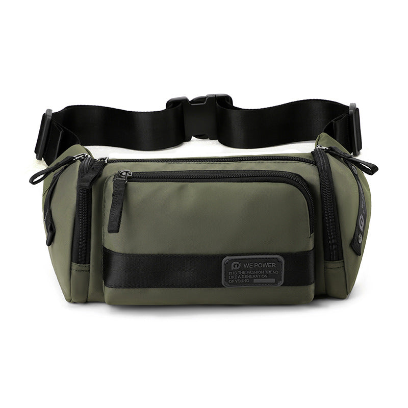 Stylish utility workout gear belt featuring a headphone port and zipper layout.
