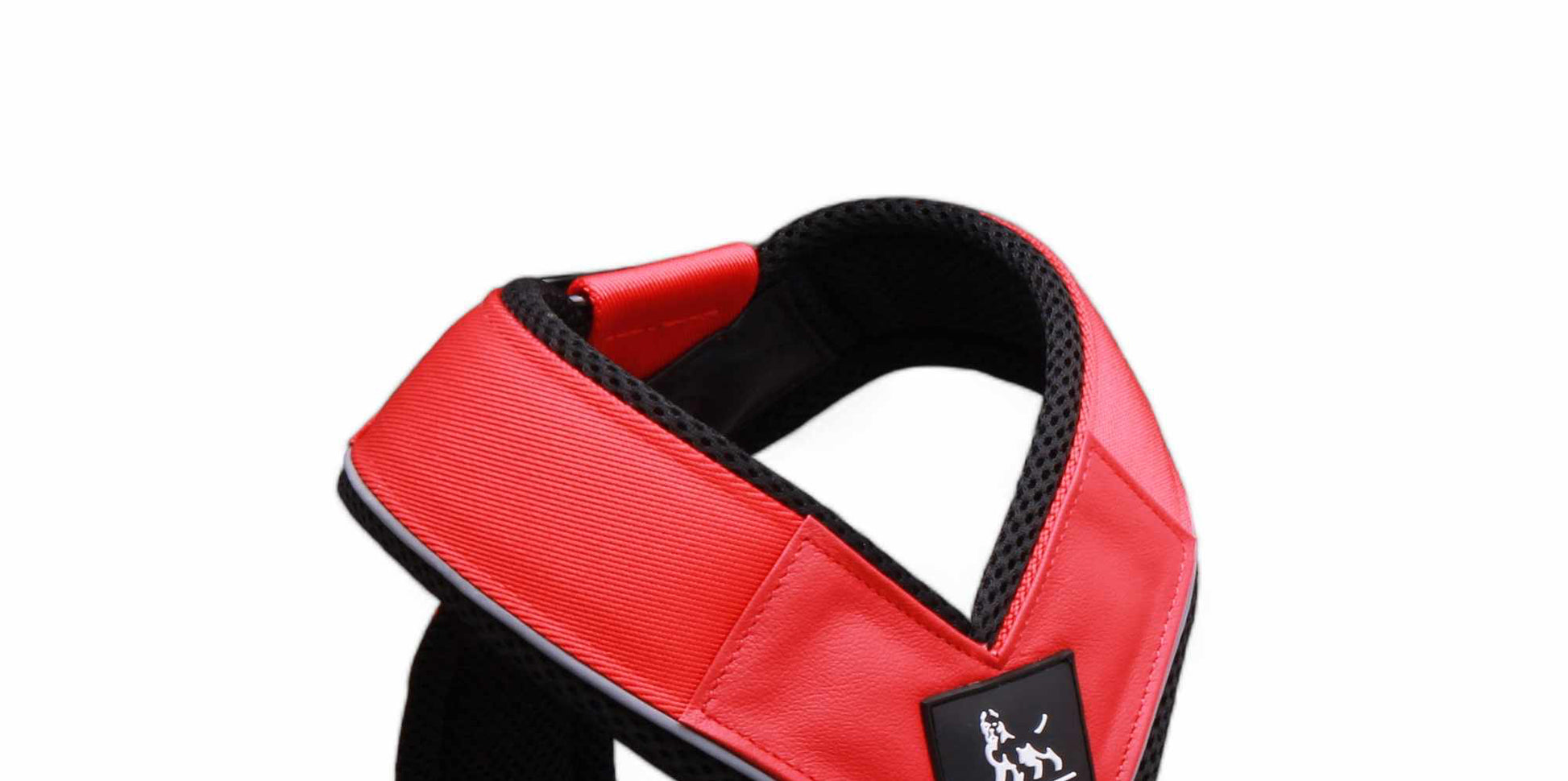 Large breed padded dog harness showing reinforced chest safety plate