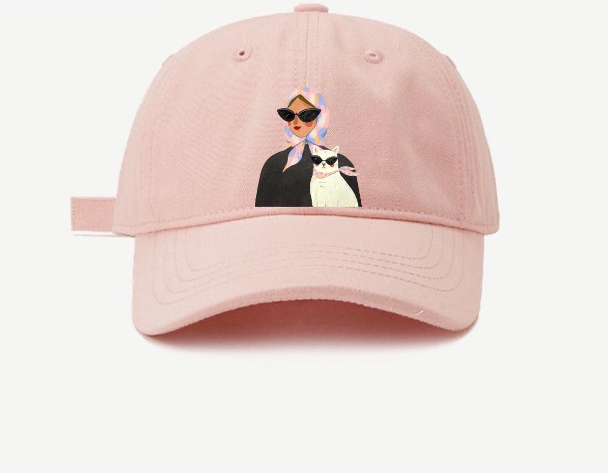 Cute embroidered Cat Mom hat in a classic adjustable baseball cap style for pet lovers.