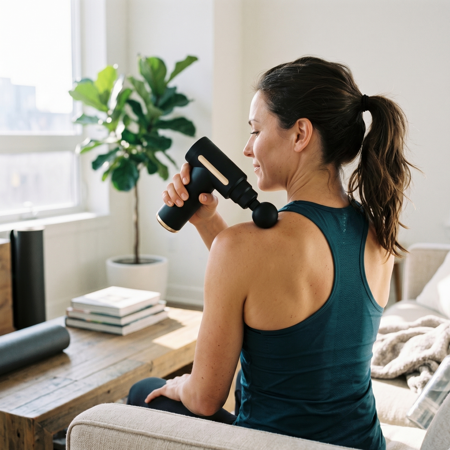 Ergonomic handheld massage gun for athletes fitness recovery