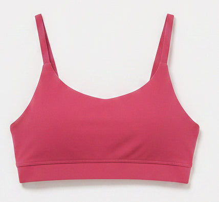 seamless compression cross back workout sports bra gym crop top fuschia