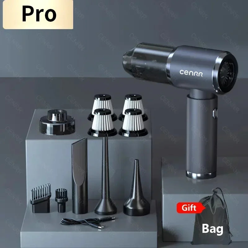 compact mini car vacuum cleaner fitting cleanly inside a side door storage slot