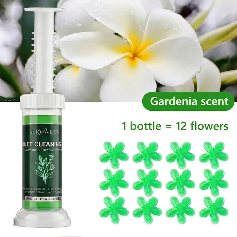 clean hygienic toilet bowl with flower gel