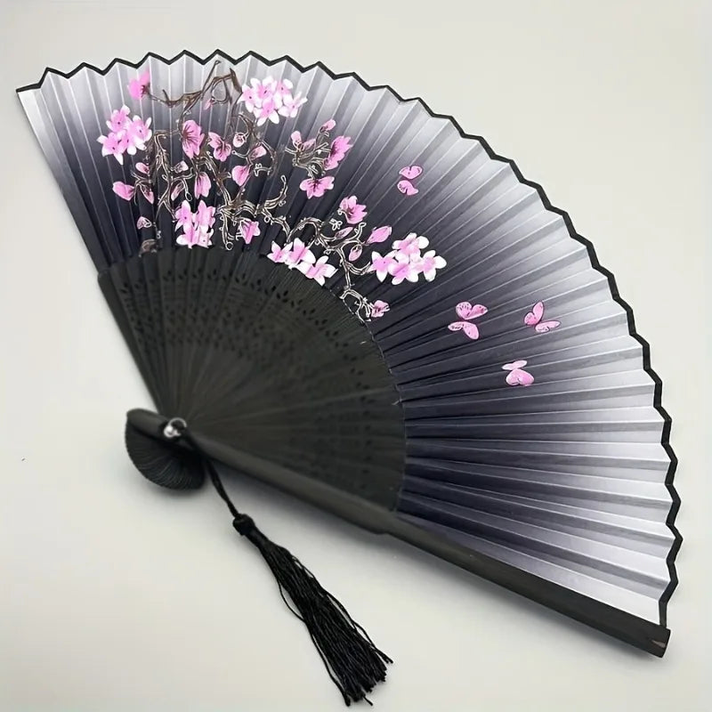 decorative vintage floral folding fan closed