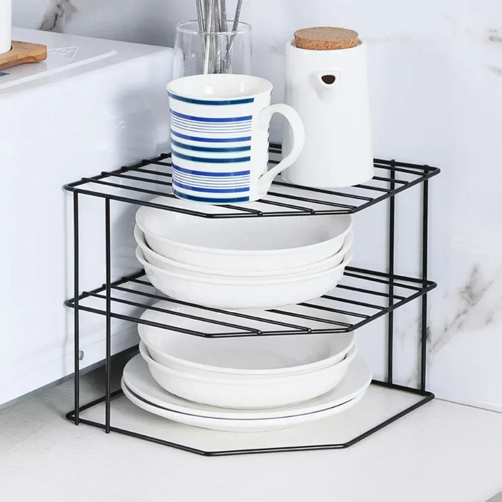 heavy duty non slip cooking pot riser shelf display standing on kitchen counters