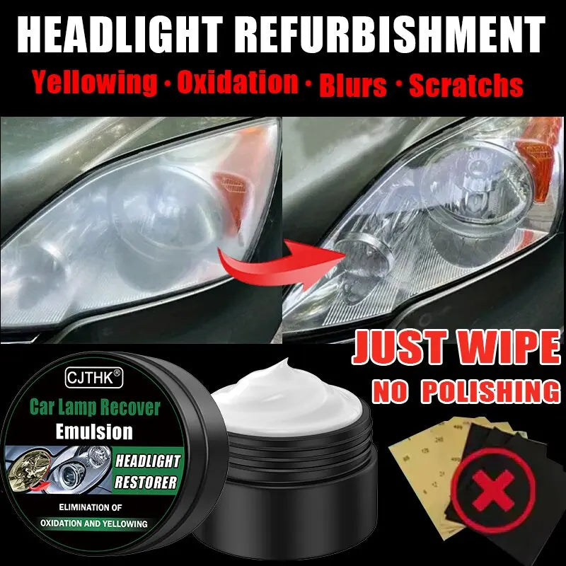 applying premium headlight restoration cream paste onto microfibre sponge block