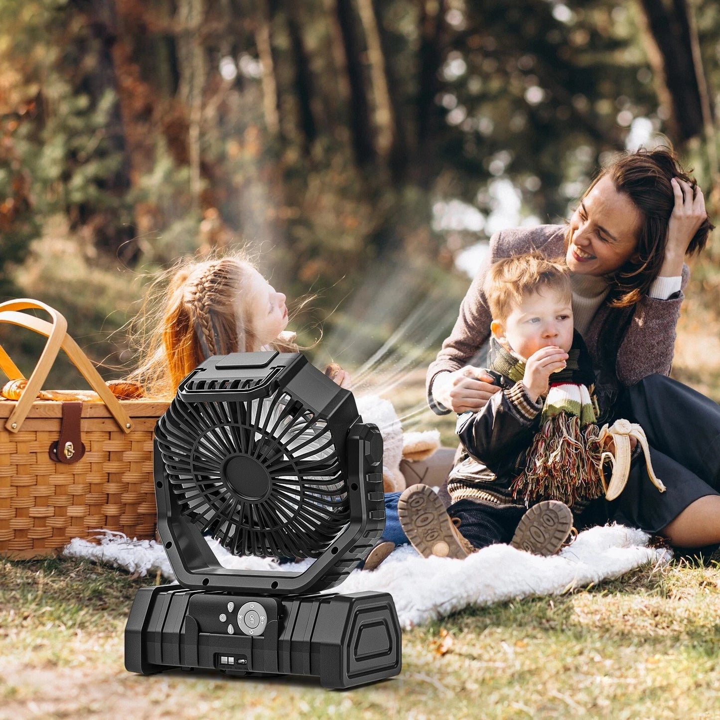 night light camping fan combo for family tents