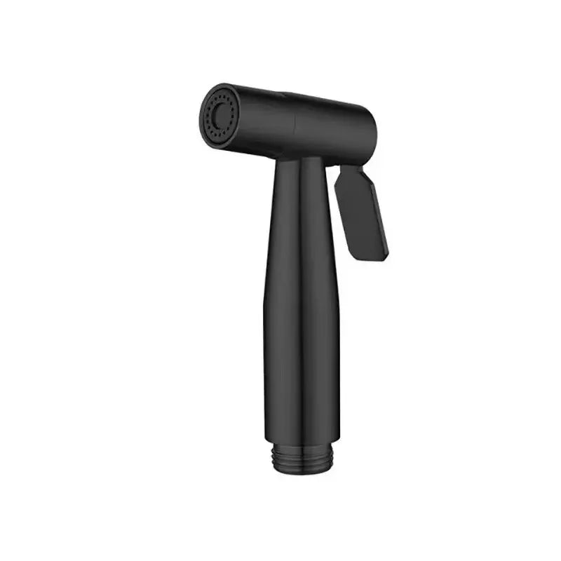 Gray handheld shower head on a white background