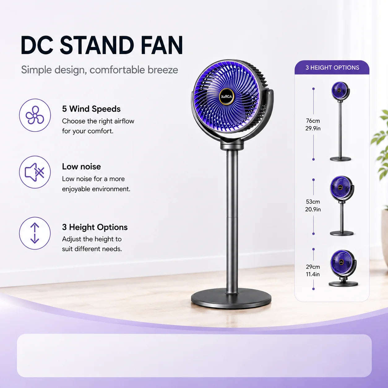 compact low profile desk fan configuration resting on a wooden study table