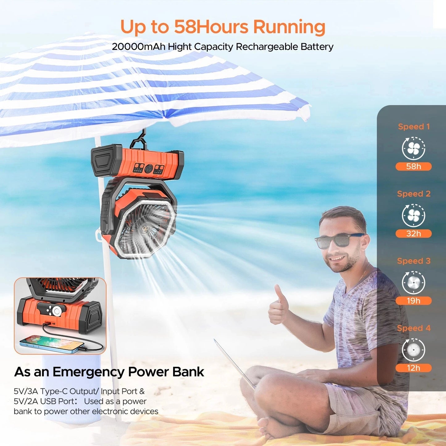 quiet desktop air circulator fan for outdoor camping