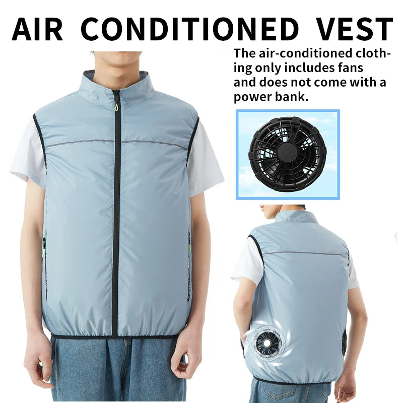 usb powered cooling vest unisex outdoor air conditioned jacket layout grey