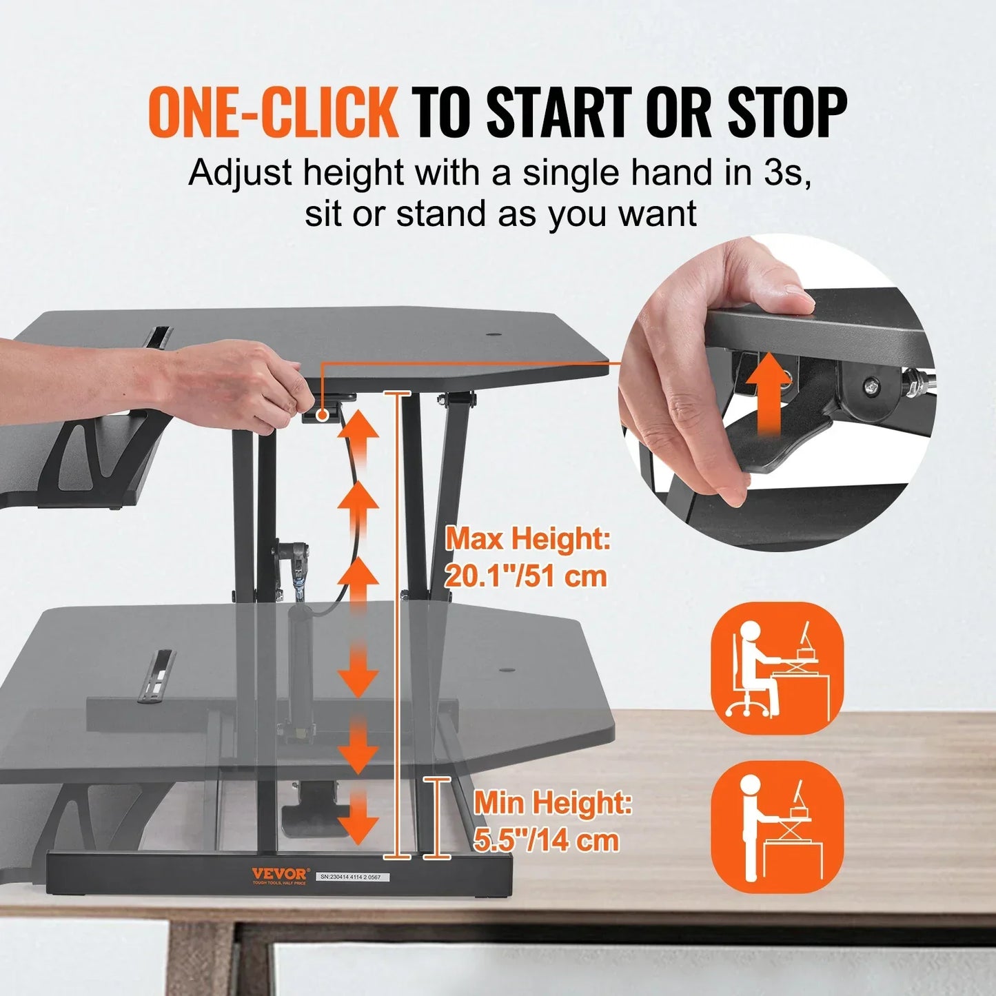 Comfortable ergonomic workstation converter perfect for flat desktop monitor screens.