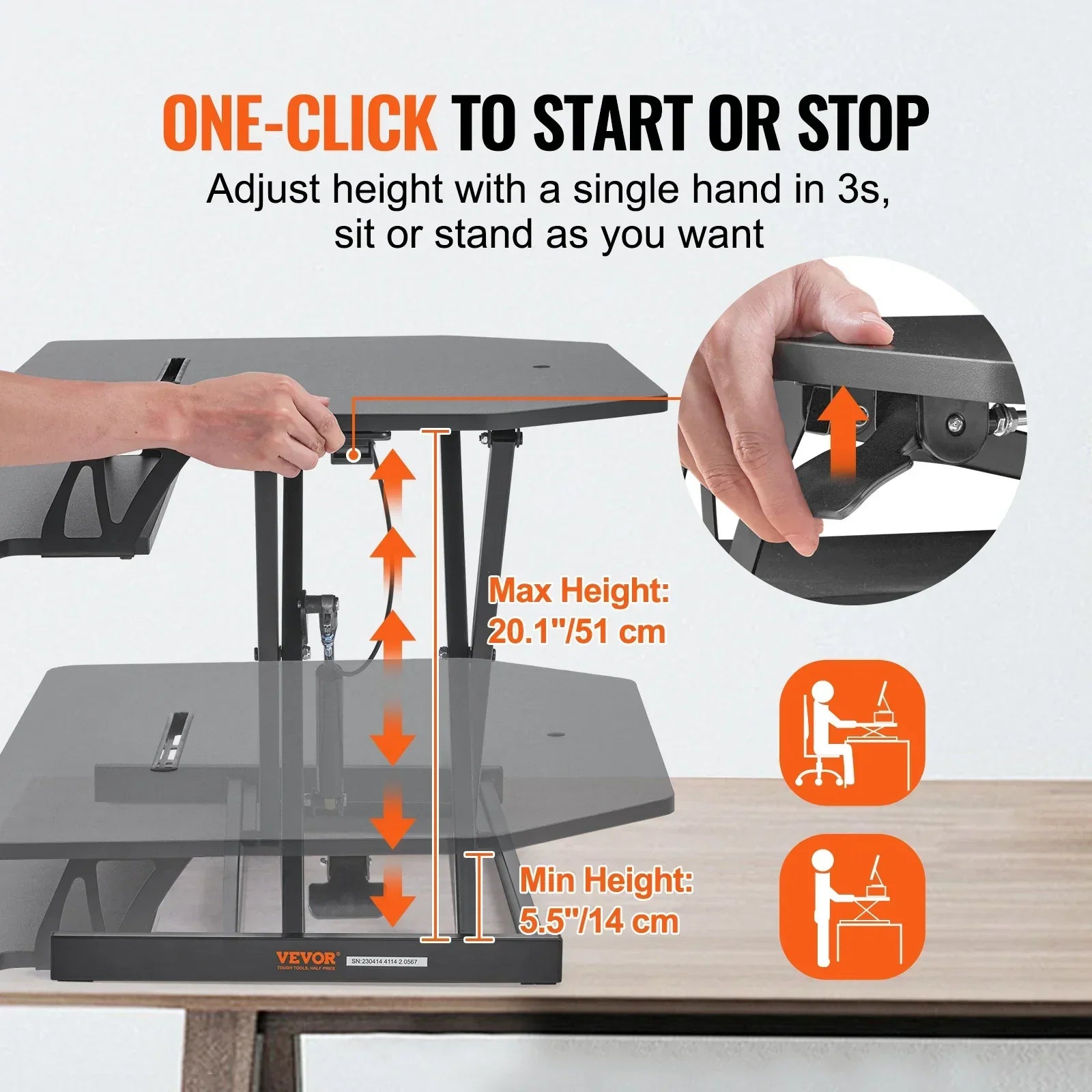 Comfortable ergonomic workstation converter perfect for flat desktop monitor screens.