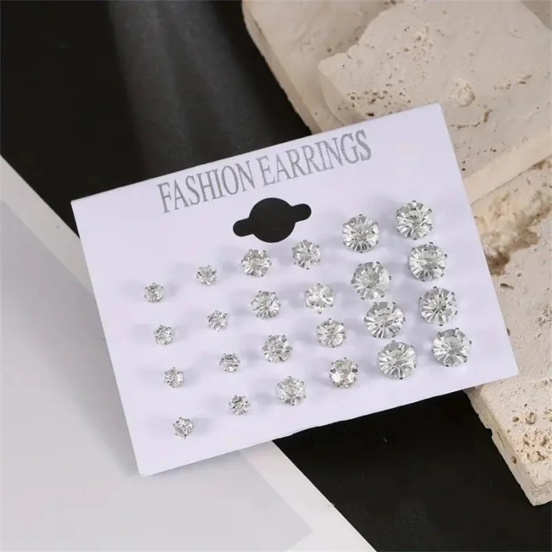 assortment of different sized shiny zircon studs