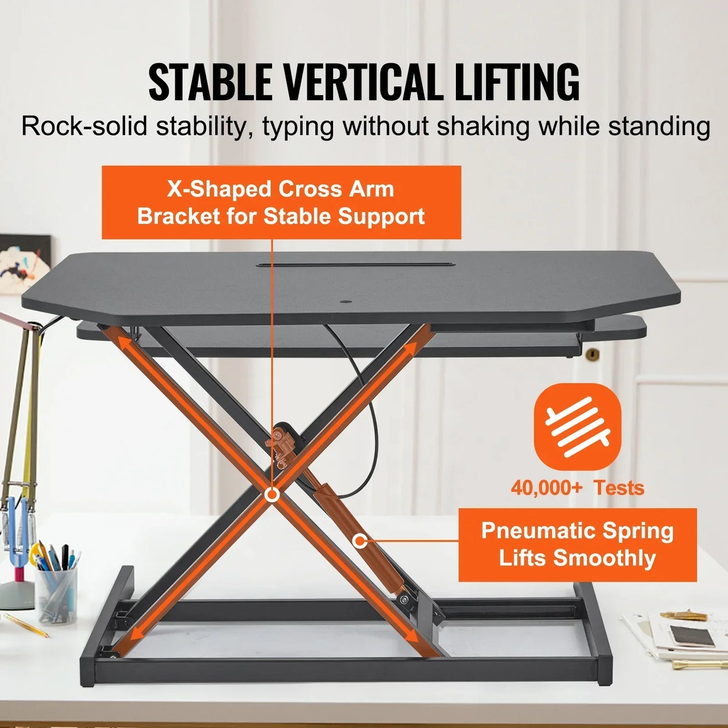 High quality height adjustable gas spring standing desk lifter on a white background.