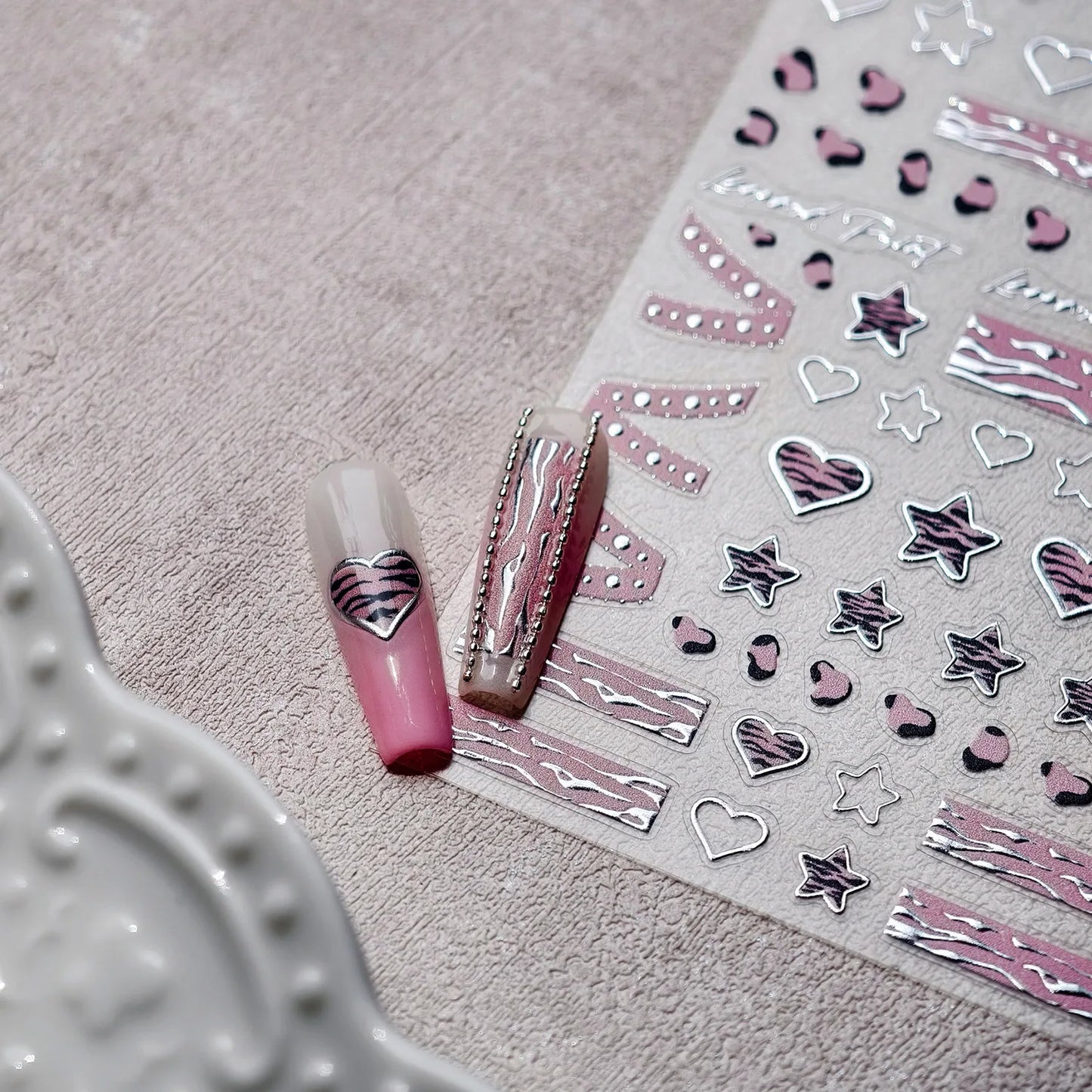 pink lace bow nail art sticker sheets collection