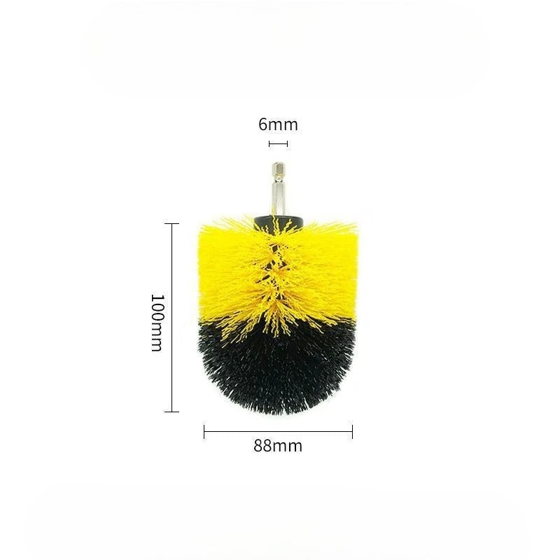 complete drill scrubber brush kit in action