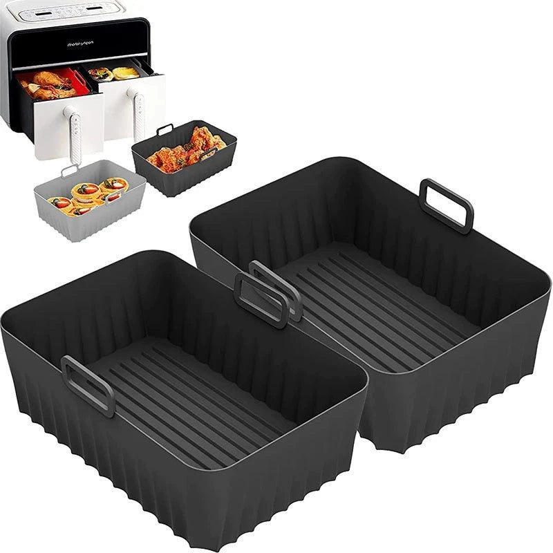 folding space saving silicone air fryer pot inserts compressing for drawer storage