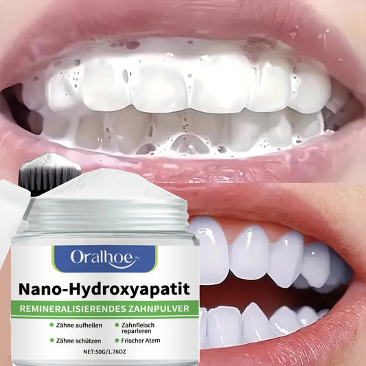 hydroxyapatite teeth whitening powder enamel repair fresh breath jar packaging