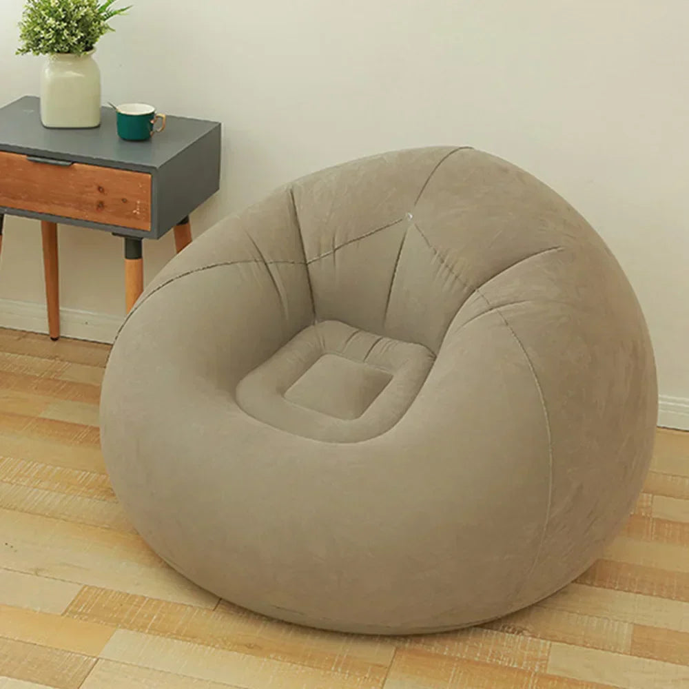 Portable Inflatable Sofa – Khaki Round Lazy Chair – Home Office Setup 2025/26