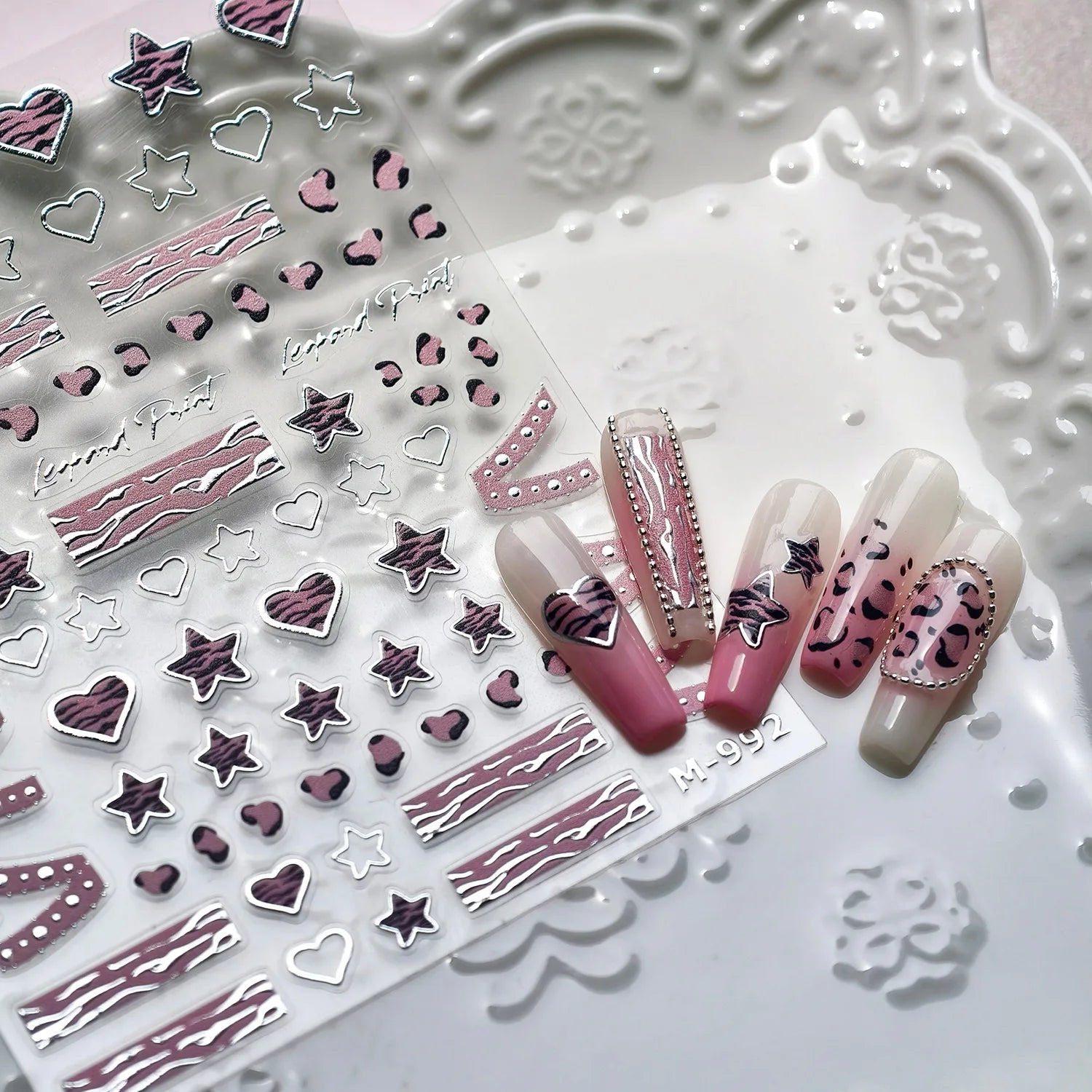 three dimensional relief sweet style nail decals set