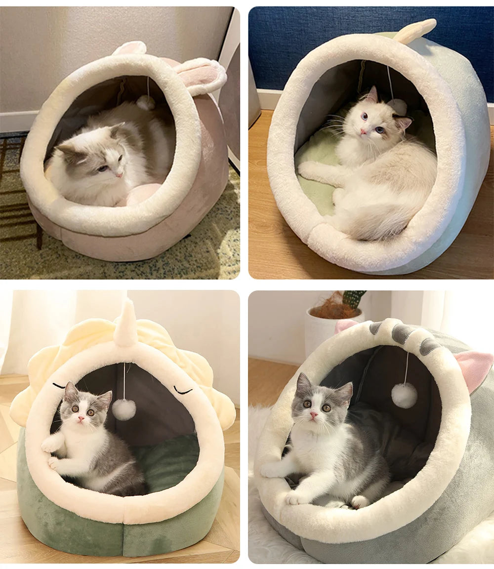 indoor cat cave bed with non slip bottom