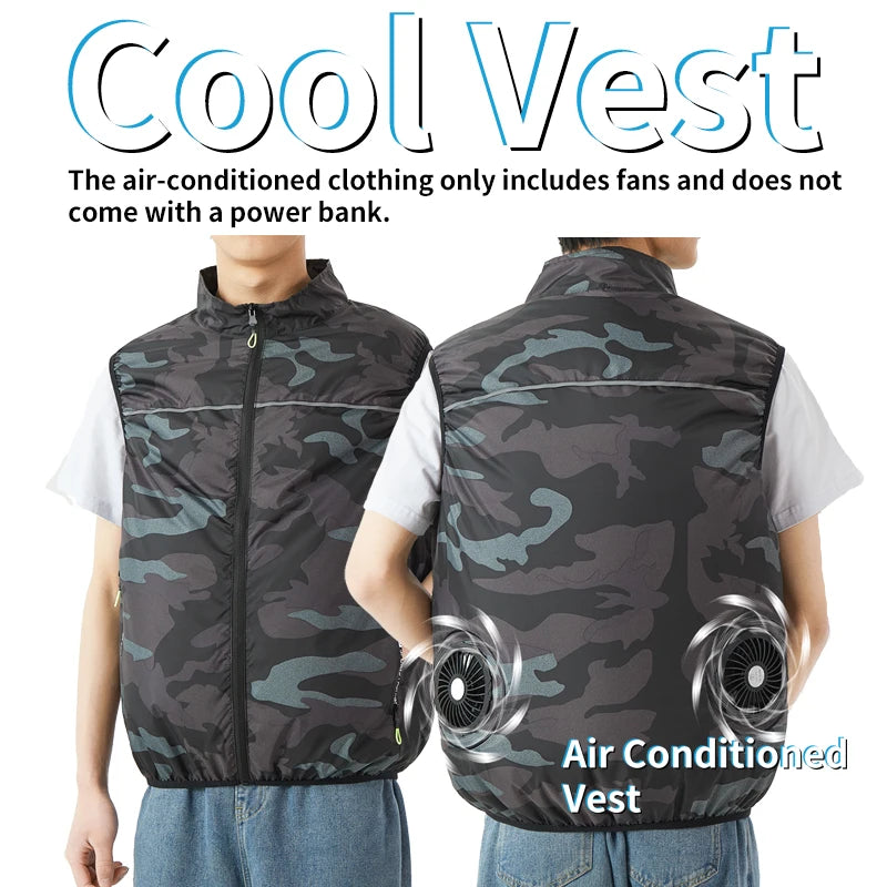 back view of air conditioned cooling vest showing integrated twin fan modules
