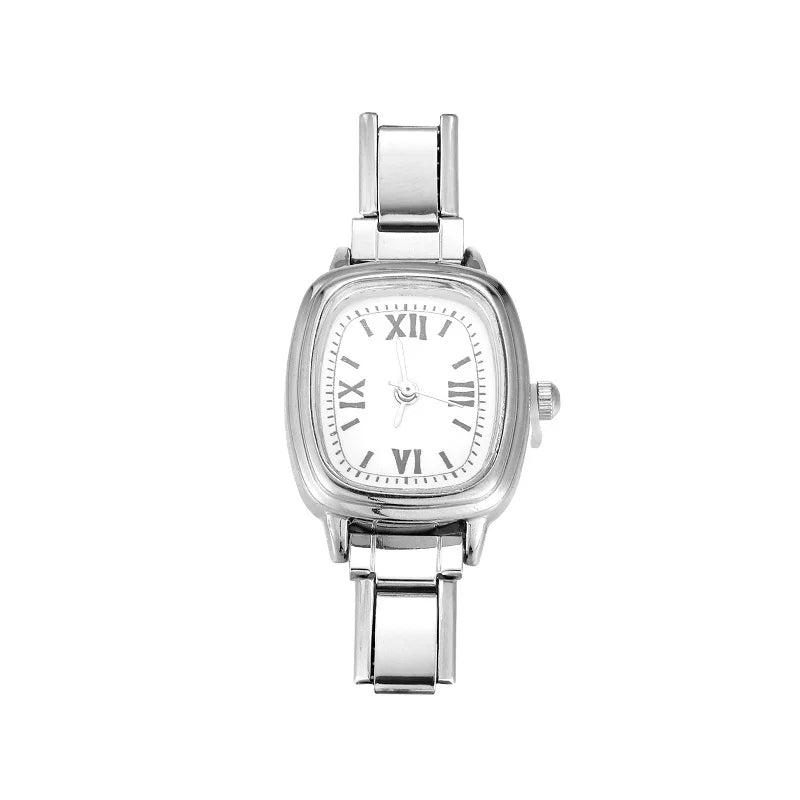 low profile mini quartz watch header module with black face contrast lines