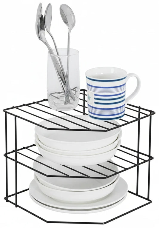 kitchen seasoning corner organizer rack non punching countertop spice stand black