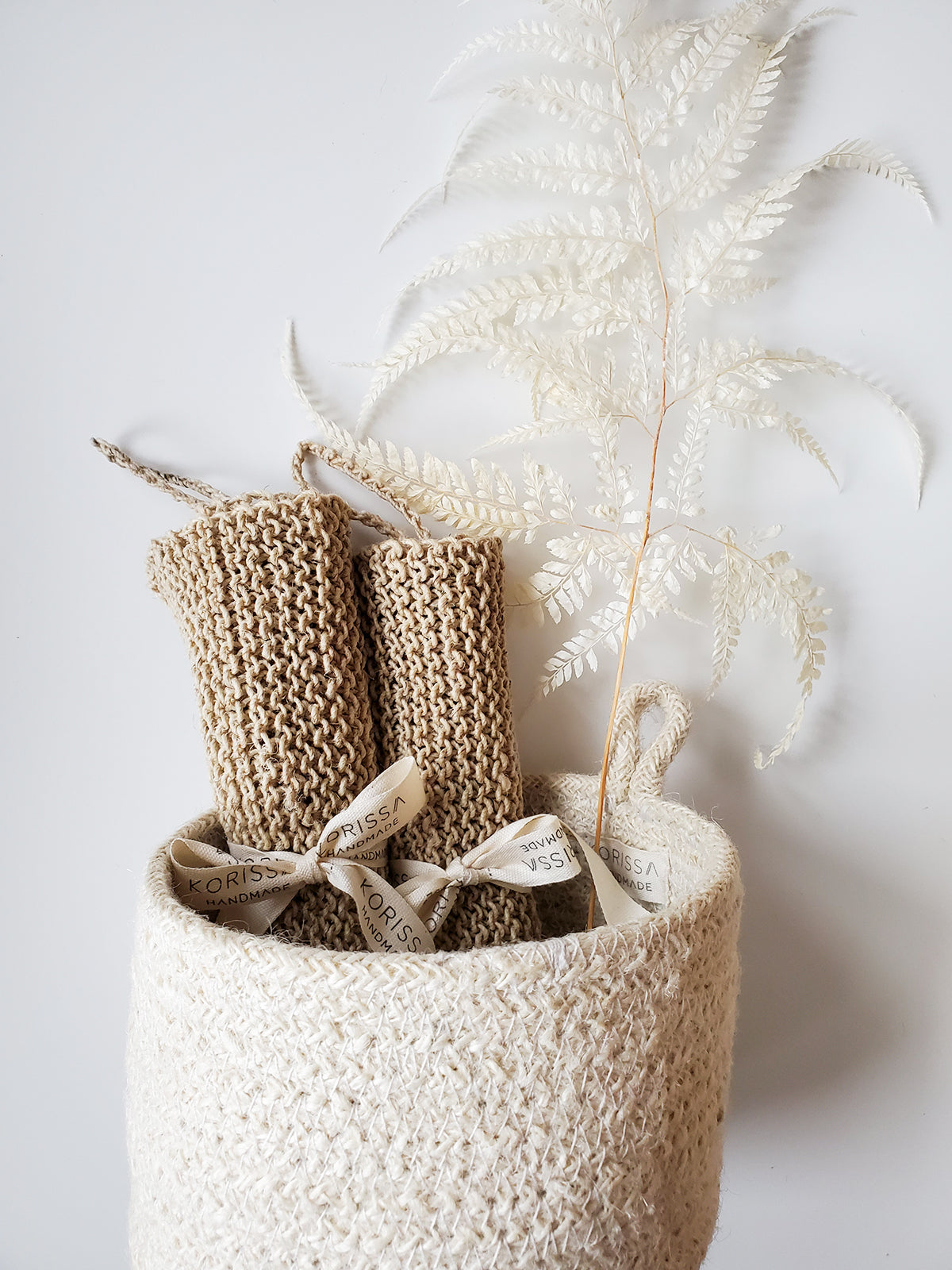 natural exfoliating hemp washcloth crafted from organic raw plant fibers