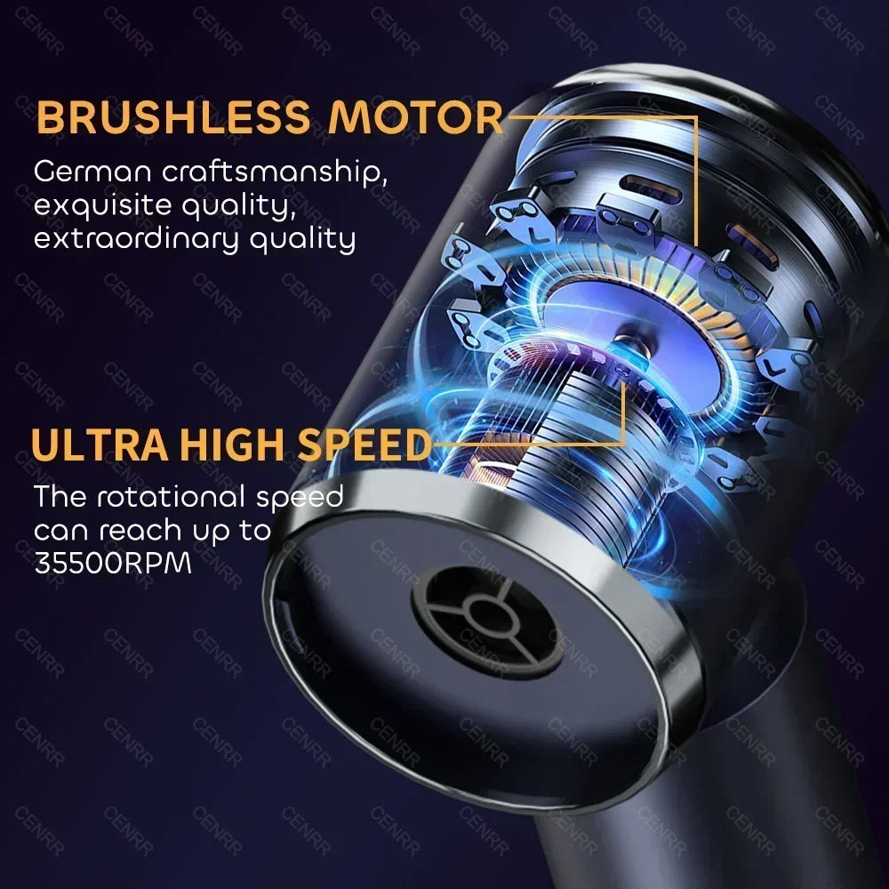 portable wireless car vacuum display showing long crevice extension nozzle tip