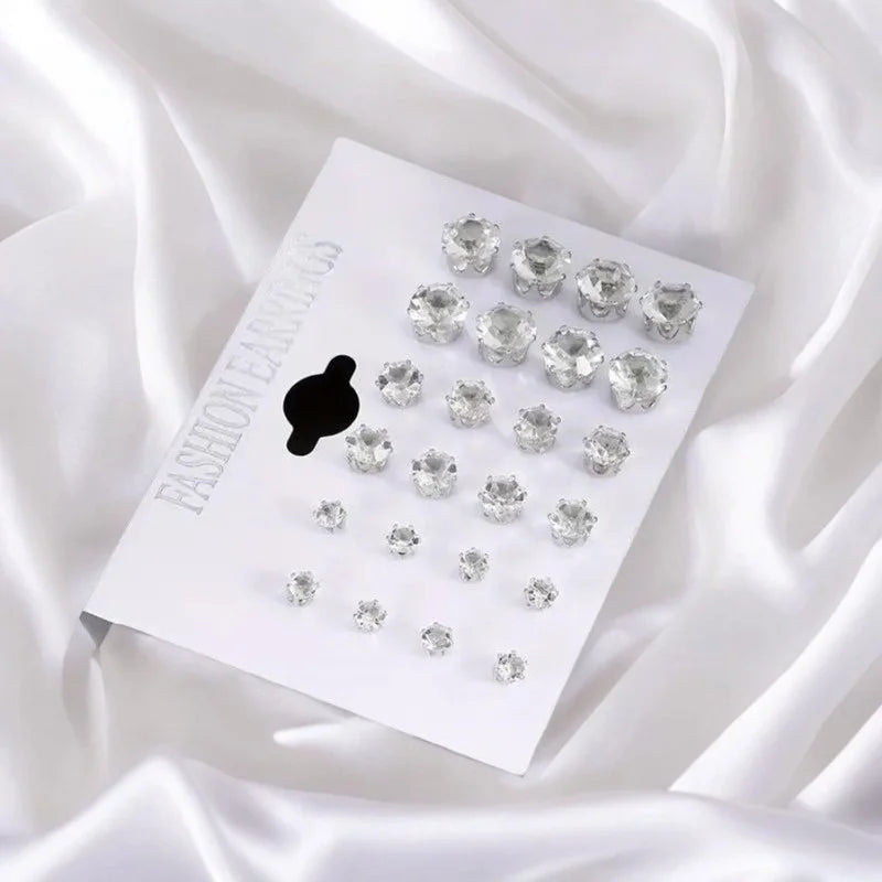 hypoallergenic zircon crystal earrings set closure view