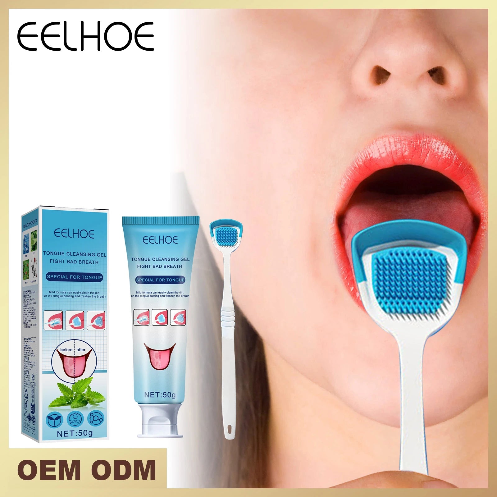 tongue cleaning gel with scraper brush