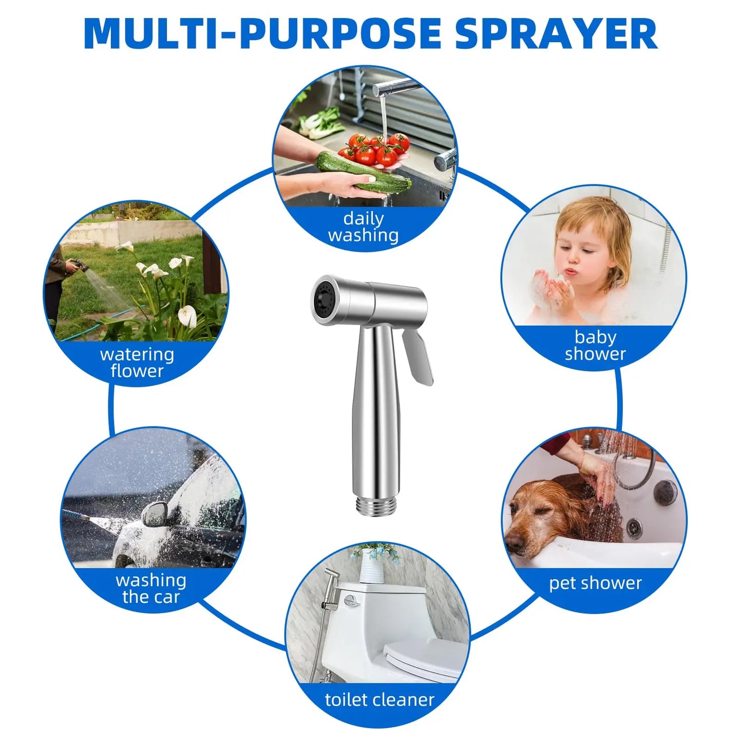 premium chrome color bidet spray head separate layout flat studio view