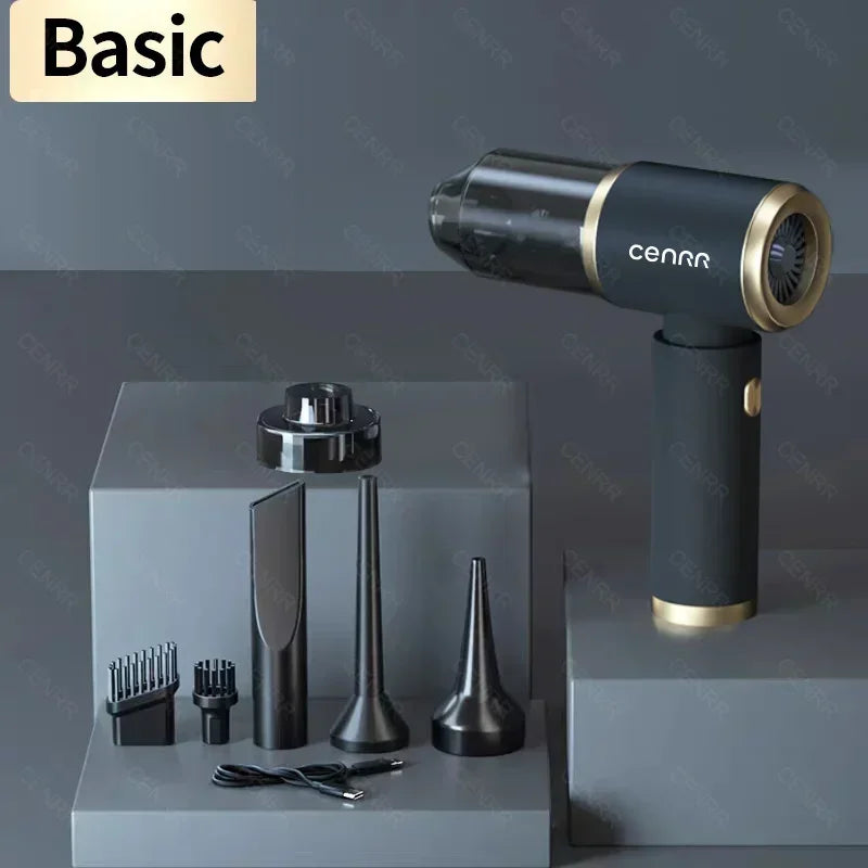 premium cordless car vacuum kit displaying all accessories and carry bag
