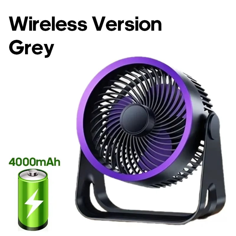 back profile view of lightweight quiet motor air cooling fan with usb cord
