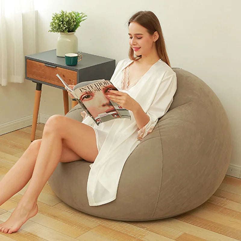 Portable Inflatable Sofa – Khaki Round Lazy Chair – Home Office Setup 2025/26