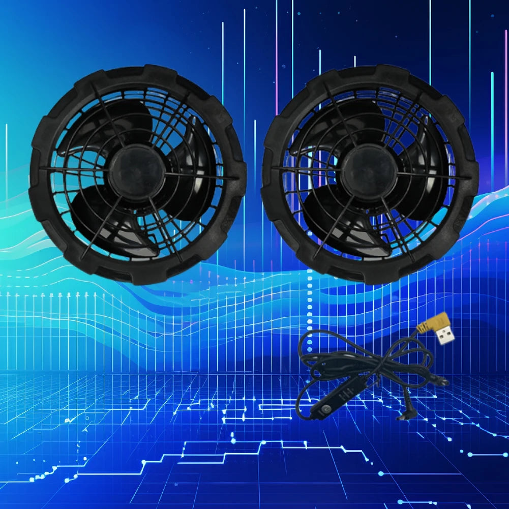 side view of sleeveless mesh air cooling jacket displaying low profile fans