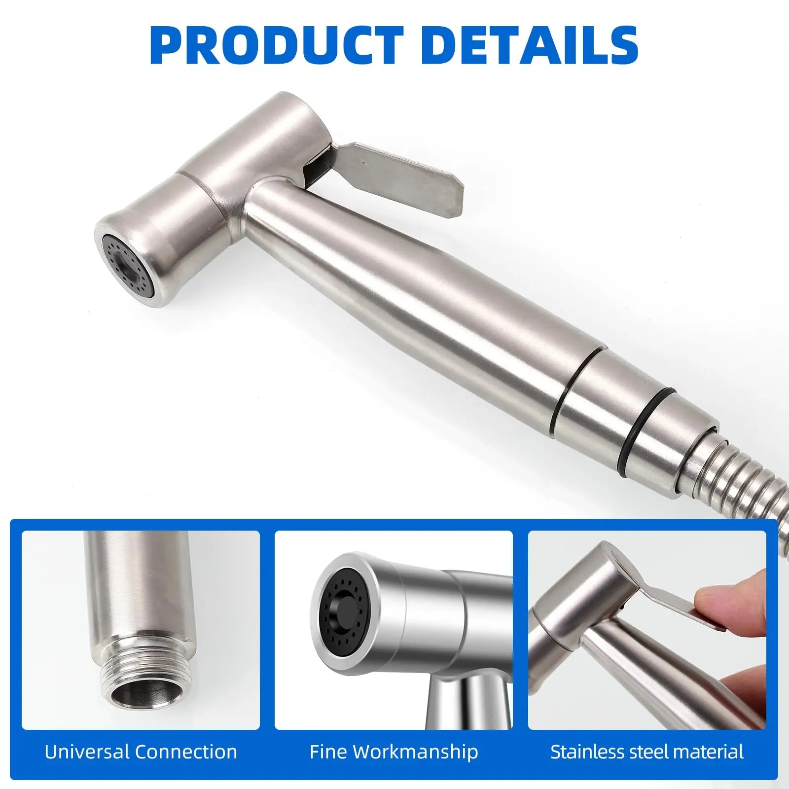 matte black handheld personal hygiene bidet sprayer nozzle showing thumb lever