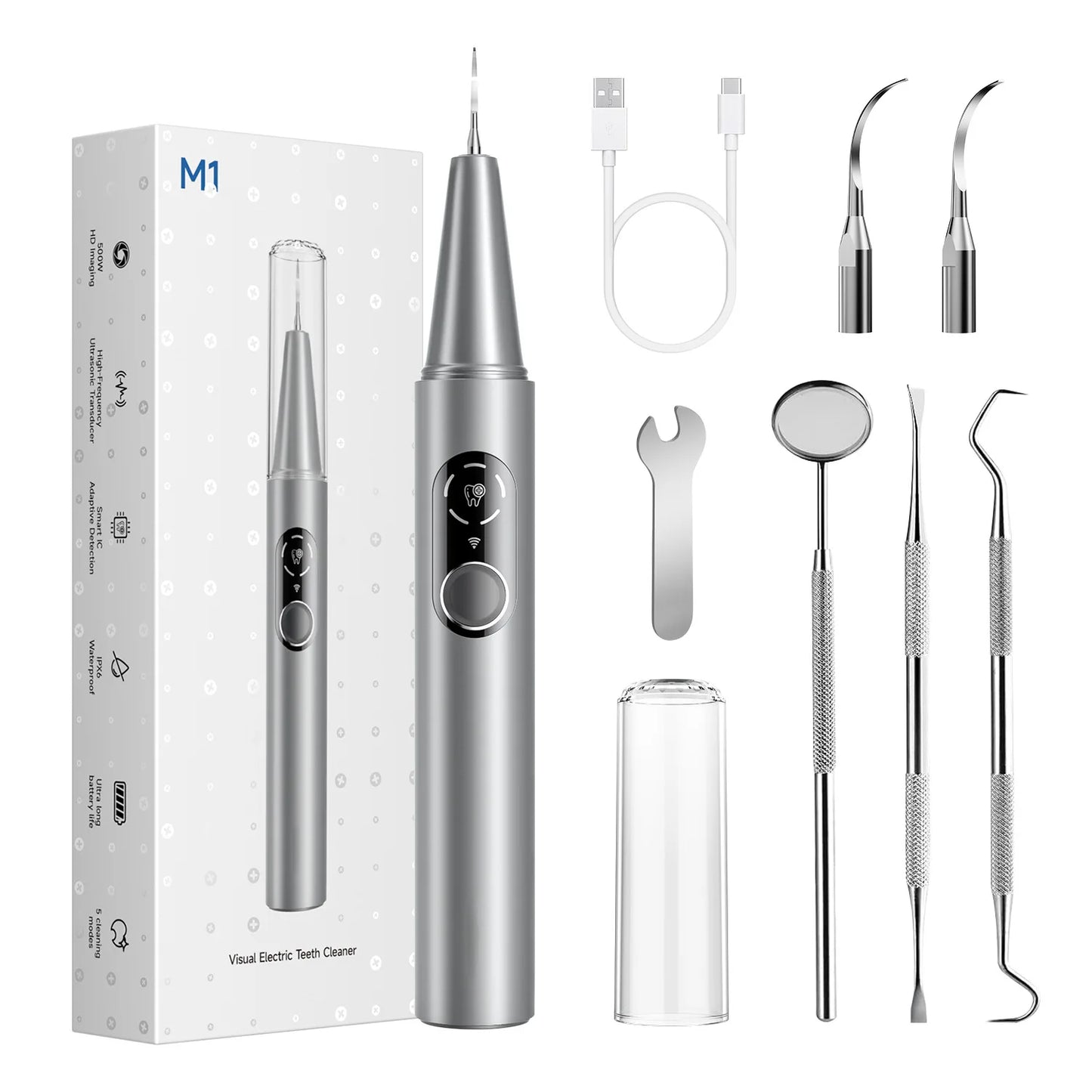 ultrasonic frequency dental scaler head cleaning tooth enamel surface model