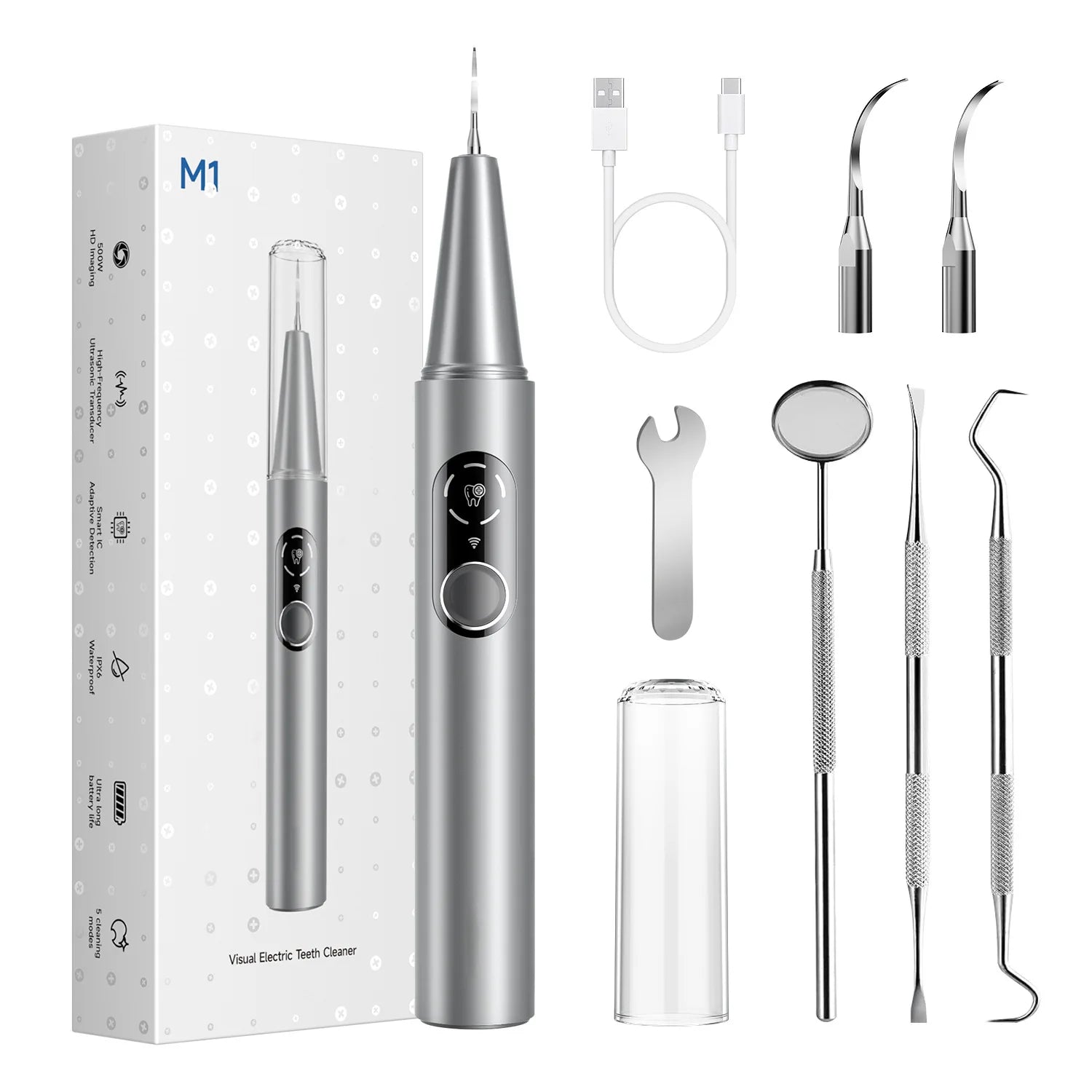 ultrasonic frequency dental scaler head cleaning tooth enamel surface model