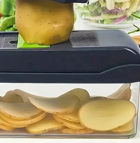 dicing potatoes evenly with manual heavy duty kitchen chopper