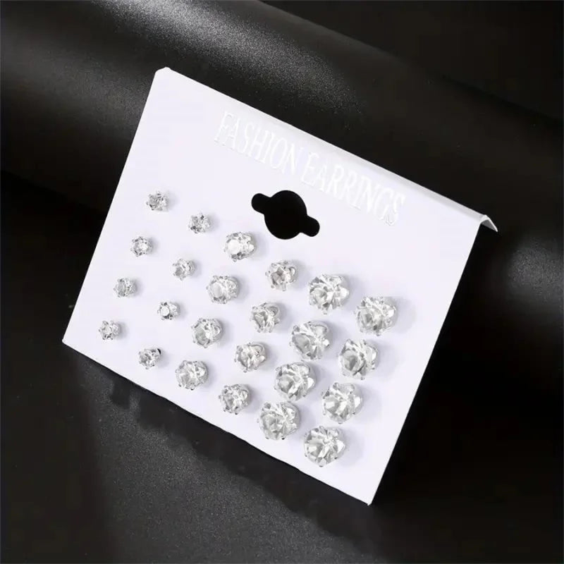close up of six prong setting crystal earrings