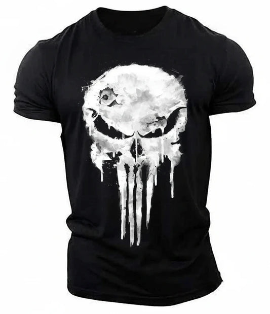 trendy patriotic theme skull shirt designed with durable double stitched