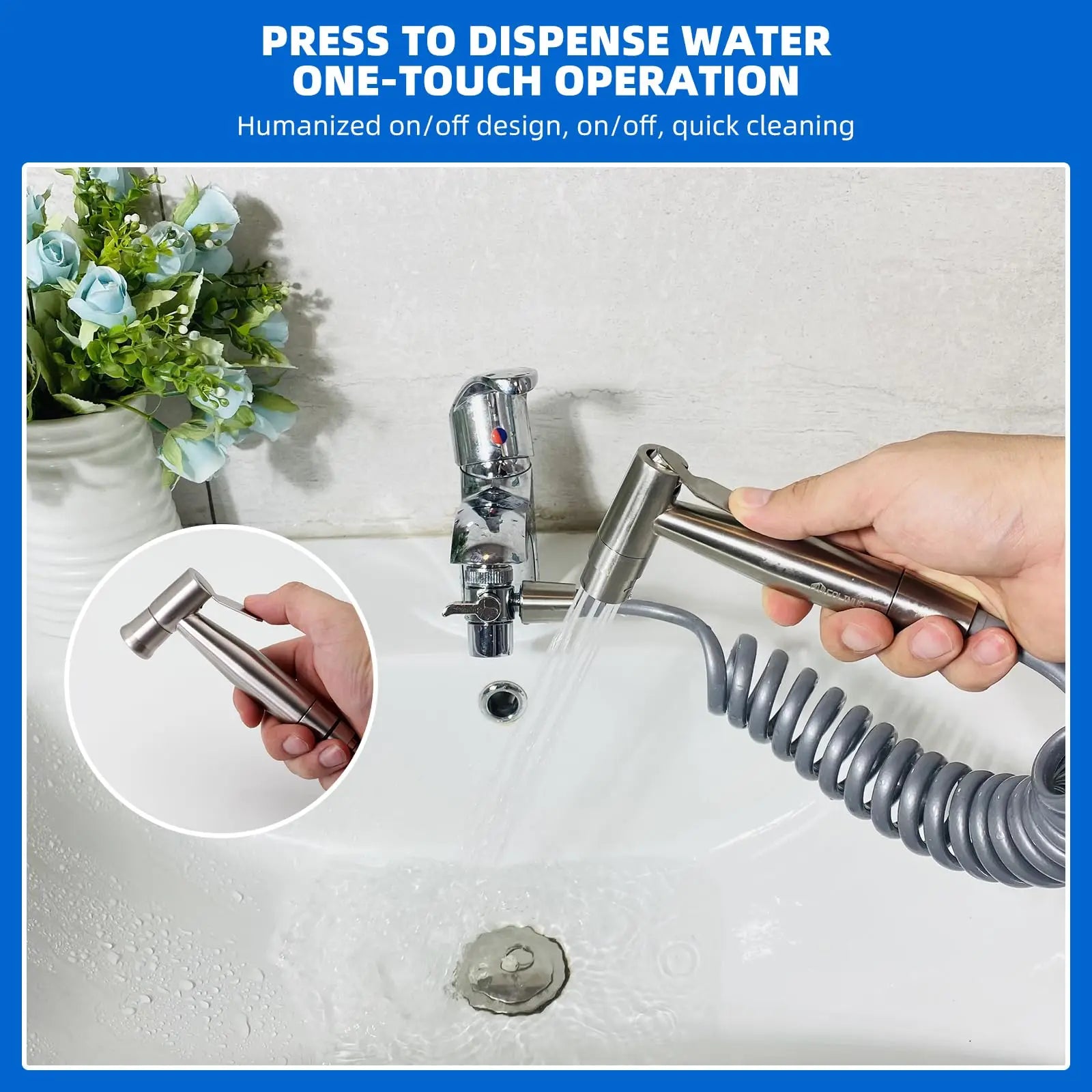 comfortable squeeze trigger handle on handheld bathroom diaper washing sprayer