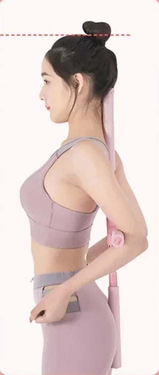 Premium stainless steel yoga stick posture corrector designed for back and shoulder alignment support.