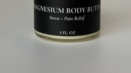 rich nourishing magnesium body butter cream jar for muscle relaxation 8oz